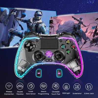 P05 Ergonomic RGB Wireless Controller with Turbo Function and Back Buttons for PS3, PS4, PC, Mobile Phones & Nintendo Switch IPLAY