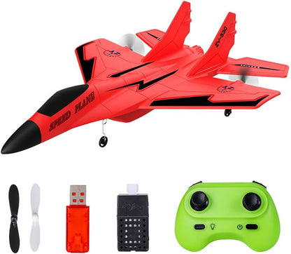 HOVCEH RC Airplane, 2.4GHz Remote Control Plane with LED Light Strip, 2CH RC Plane Ready to Fly, Remote Control Wireless Airplane