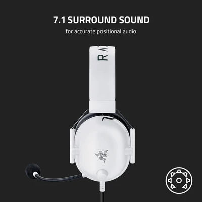 Razer BlackShark V2 X Gaming Headset: 7.1 Surround Sound - White RAZER