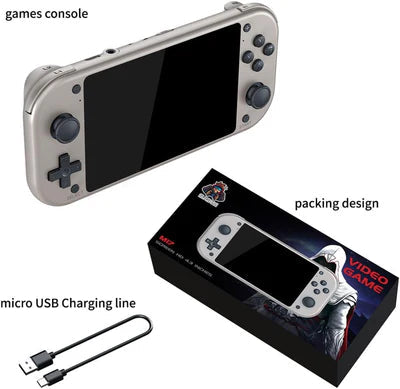 M17 Handheld Game Console Built-in 10000 Games, 4.3-Inch IPS Screen Retro Video Gaming Console Cortex-A7 CPU, Linux/Emelec 4.3 System 3D Joystick - 64GB Silver gametricks