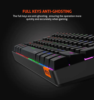 MEETION MK005 RGB Backlit Mini 61 Keys Wired Mechanical Gaming Keyboard Blue Switch - Black
