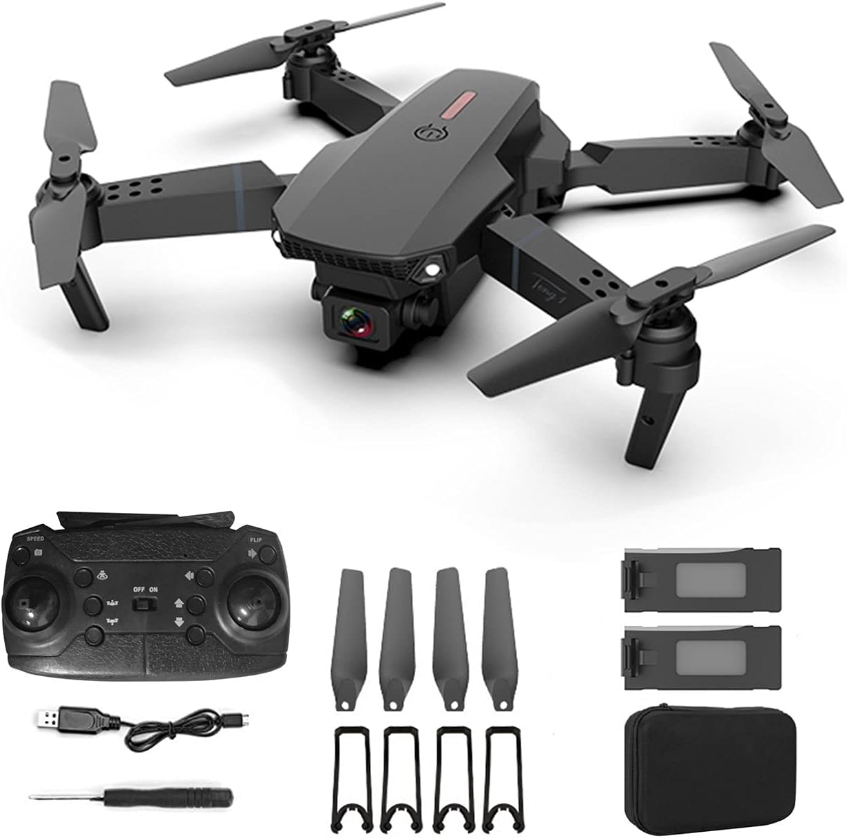 E88 Pro Drone 4k With High Definition Camera WiFi Foldable Drone 2.4G 6 Axis RC Altitude Hold - Black gametricks