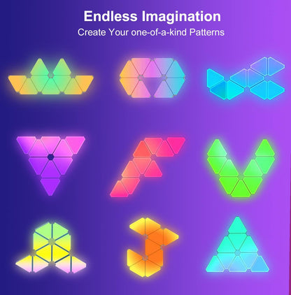 Triangle LED Light Panels with 6 Connection Ports, Smart RGBIC Wall Lights TUYA