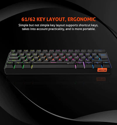 MEETION MK005 RGB Backlit Mini 61 Keys Wired Mechanical Gaming Keyboard Blue Switch - Black