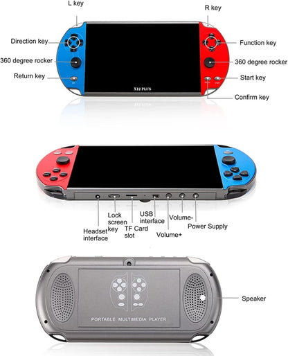 X12 Plus 7 inch Video Game Console Handheld Portable MP5, Built in 1000 Games,16GB Memory, Nostalgic Arcade Game Console with Joystick,Support GBC/GBA/NES/MD/SMC/SFC gametricks