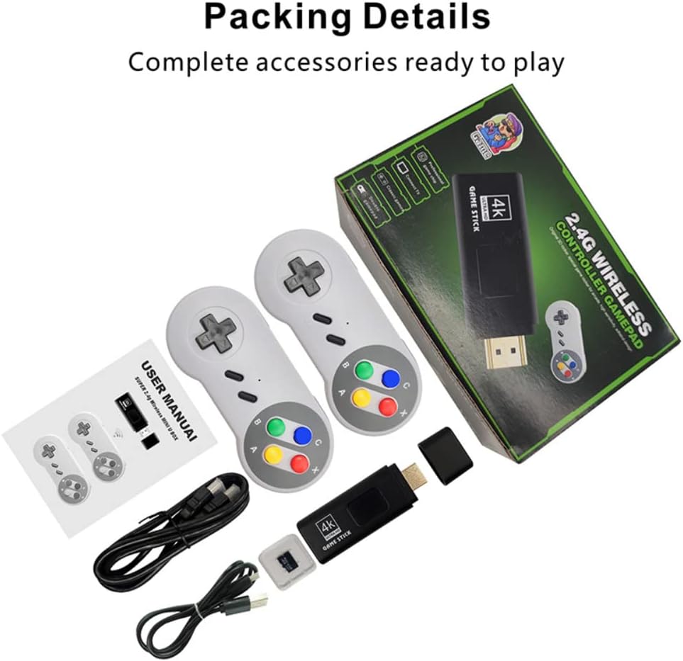 M15 Video Game Retro 4K 64G with 10,000 Games, HD Display, 32 bit Video Game Stick for SFC/GBA/FC/MD, Classic Retro Video Game