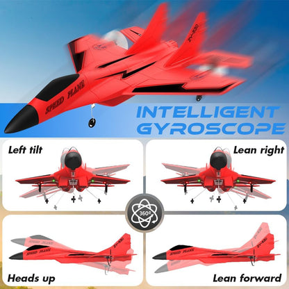 HOVCEH RC Airplane, 2.4GHz Remote Control Plane with LED Light Strip, 2CH RC Plane Ready to Fly, Remote Control Wireless Airplane