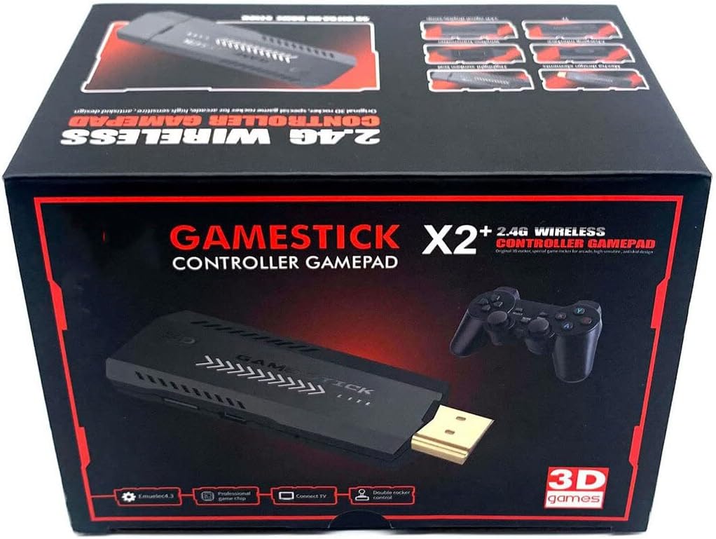 X2 Plus 4K HD Retro Game Stick, Home Video Game Console with 2 Wireless Controllers, HDMI Output, 30000+ Built-in Games
