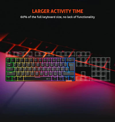 MEETION MK005 RGB Backlit Mini 61 Keys Wired Mechanical Gaming Keyboard Blue Switch - Black
