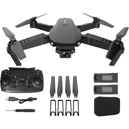 E88 Pro Drone 4k With High Definition Camera WiFi Foldable Drone 2.4G 6 Axis RC Altitude Hold - Black gametricks
