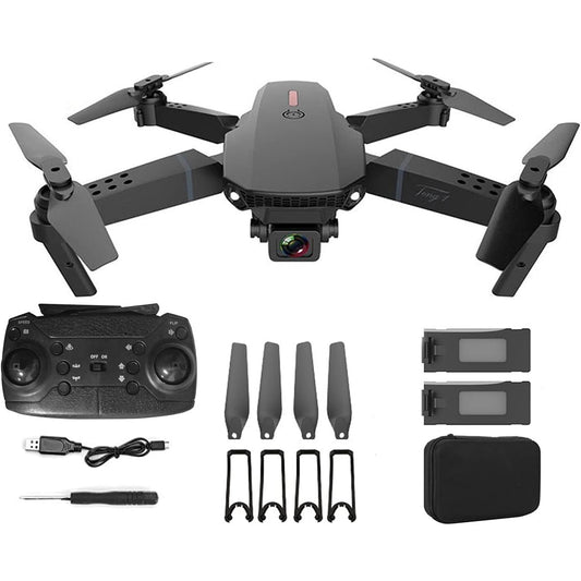 E88 Pro Drone 4k With High Definition Camera WiFi Foldable Drone 2.4G 6 Axis RC Altitude Hold - Black gametricks