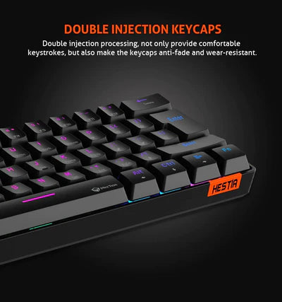 MEETION MK005 RGB Backlit Mini 61 Keys Wired Mechanical Gaming Keyboard Blue Switch - Black