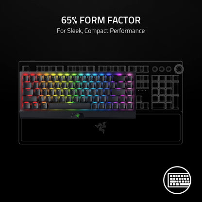 Razer BlackWidow V3 Mini HyperSpeed 65% Wireless Mechanical Gaming Keyboard:HyperSpeed Technology_Yellow Switches RAZER