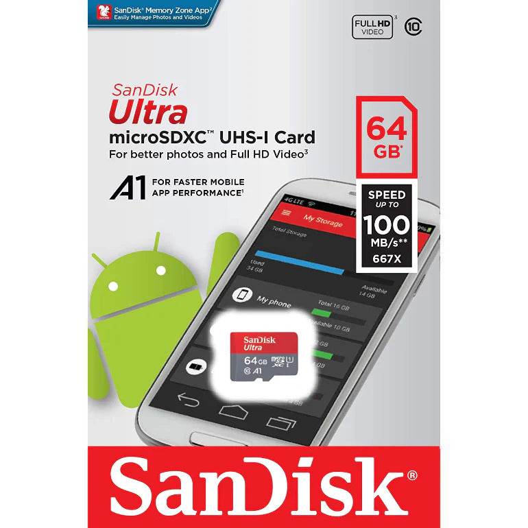 SanDisk Ultra microSDXC Memory Card with different capacitIies SanDisk