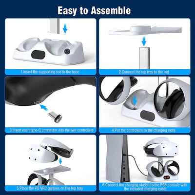 Dobe PS VR2 Controllers Charging Station with Led Indicator & VR Headset Display Stand DOBE