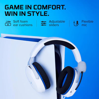 HyperX Cloud Stinger 2 Core - Gaming Headset for Playstation, Lightweight Over-Ear Headset with mic, Swivel-to-Mute Function, 40mm Drivers - White