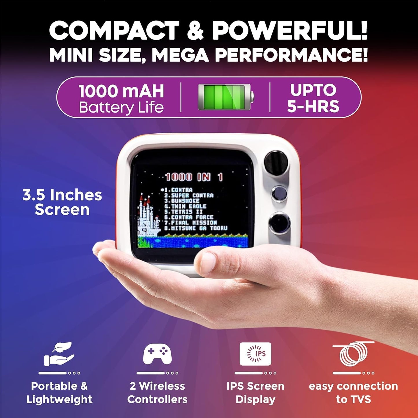 Portable Mini TV Gaming,Handheld Retro Gamebox Console with 740 Classic Games