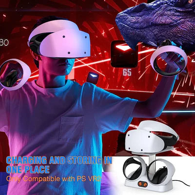Dobe PS VR2 Controllers Charging Station with Led Indicator & VR Headset Display Stand DOBE