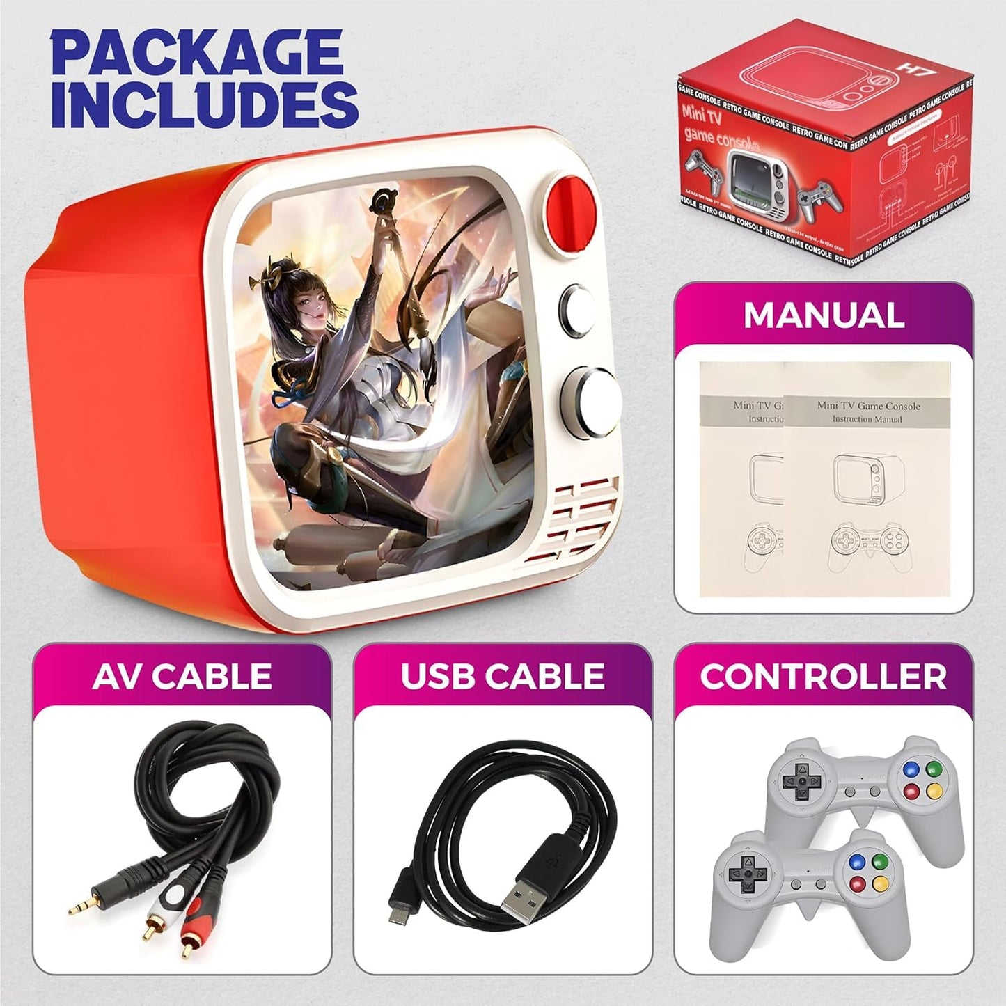 Portable Mini TV Gaming,Handheld Retro Gamebox Console with 740 Classic Games