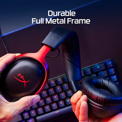 HyperX Cloud III – Wired Gaming Headset, PC, PS5, Xbox Series X|S, Angled 53mm Drivers, DTS Spatial Audio, Memory Foam, Durable Frame, Ultra-Clear 10mm Mic, USB-C, USB-A, 3.5mm – Black/Red HYPERX