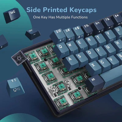 Royal Kludge RK61 Plus Triple Mode Wireless Bluetooth5.1/2.4G/Wired, RGB 61-Keys Hot Swappable Mechanical Keyboard - Indigo