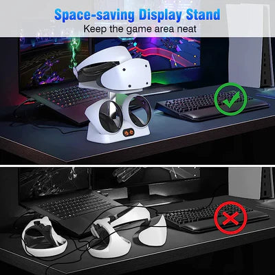 Dobe PS VR2 Controllers Charging Station with Led Indicator & VR Headset Display Stand DOBE