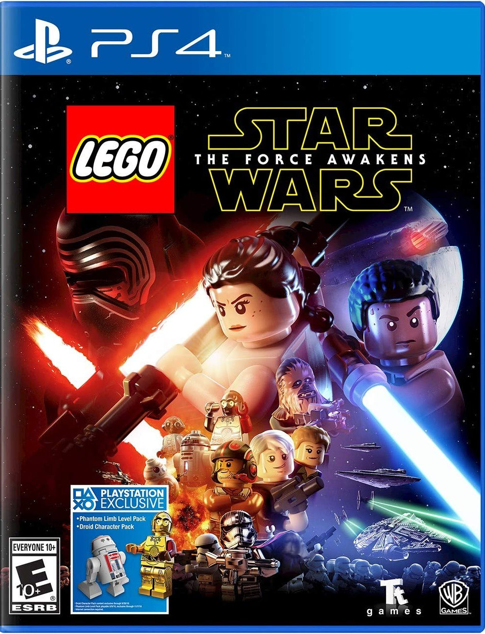 PlayStation 4 game cover for 'LEGO Star Wars: The Force Awakens' featuring LEGO characters and branding.