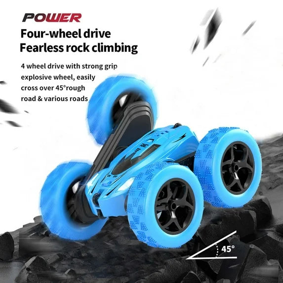 Remote Control Car RC Car 2.4GHz Double Sided 360-degree Rotating With Light Blue