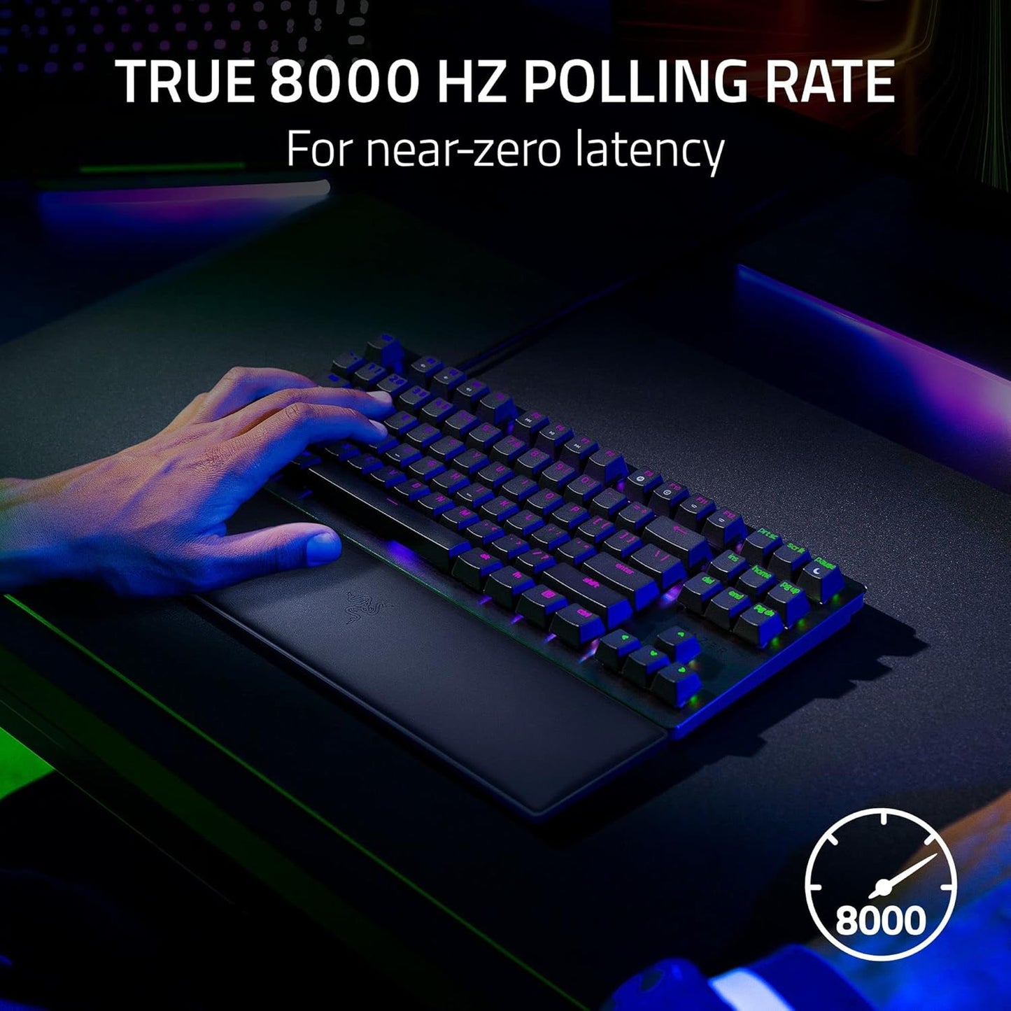 Razer Huntsman V2 TKL Tenkeyless Gaming Keyboard: Fast Linear Optical Switches Gen2 w/Sound Dampeners & 8000Hz Polling Rate RAZER