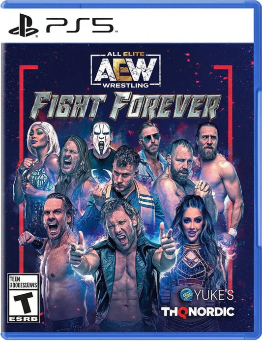 Game cover for 'All Elite Wrestling: Fight Forever' featuring characters from AEW on a blue background.