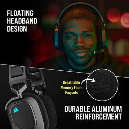 Corsair HS80 RGB Wireless Multiplatform Gaming Headset - Dolby Atmos - Lightweight Comfort Design CORSAIR