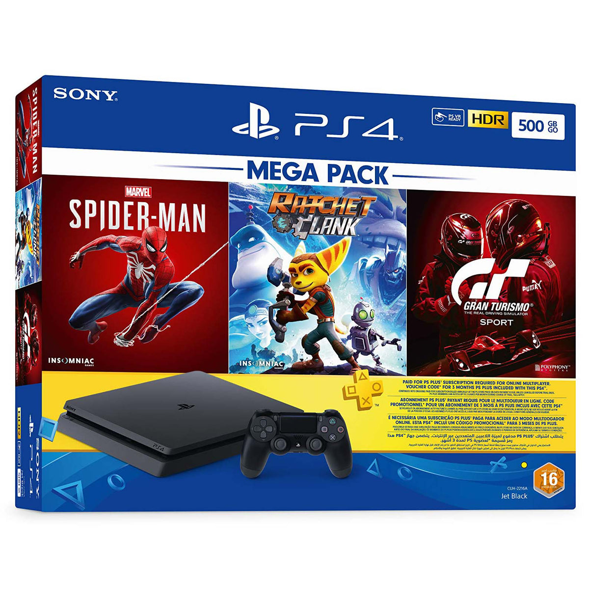 PlayStation 4 Slim 500 GB Console Mega Bundle with 3 Games & 3 Months PS+ Subscription SONY