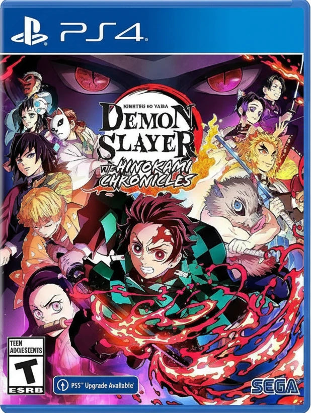 Game cover for 'Demon Slayer: Kimetsu no Yaiba' on PS4 with characters and vibrant colors.
