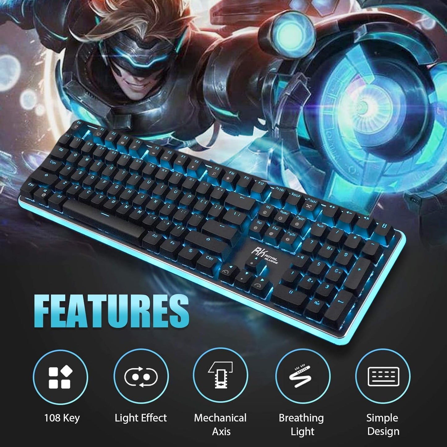 Royal Kludge RK918 Wired Mechanical Keyboard 108 Keys