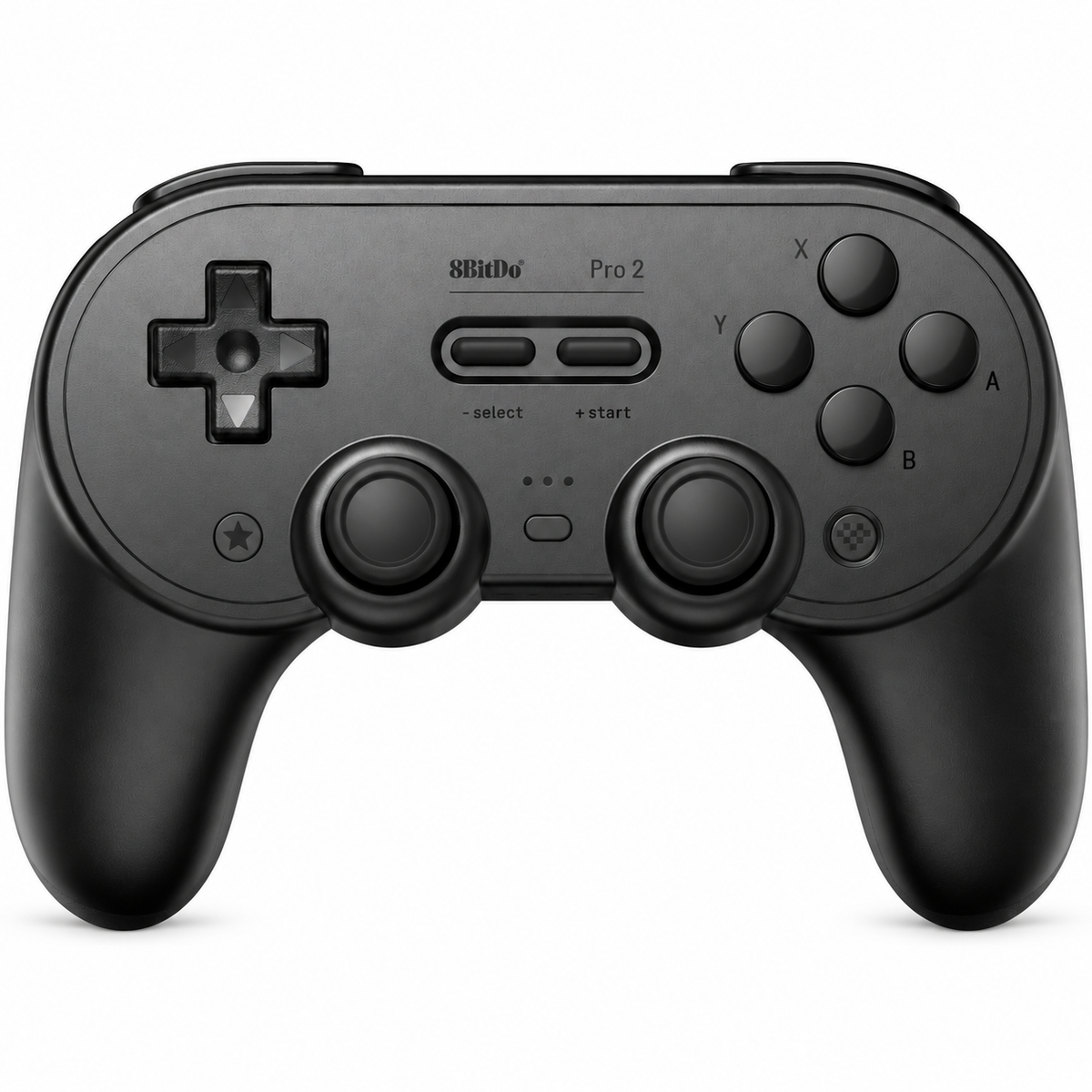 8BitDo Pro 2 Black controller front view with narrow bottom shadow