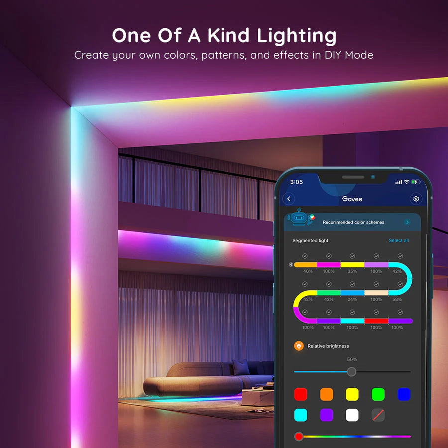Govee RGBIC Basic Wi-Fi + Bluetooth LED Strip Lights - H618 Govee