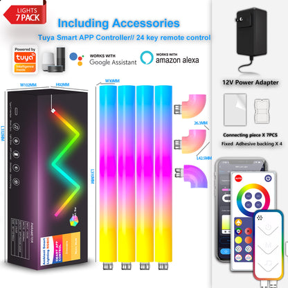 Tuya Glide Led Wall Lights, Smart RGBIC Bar Shape Lights 31 cm Each TUYA