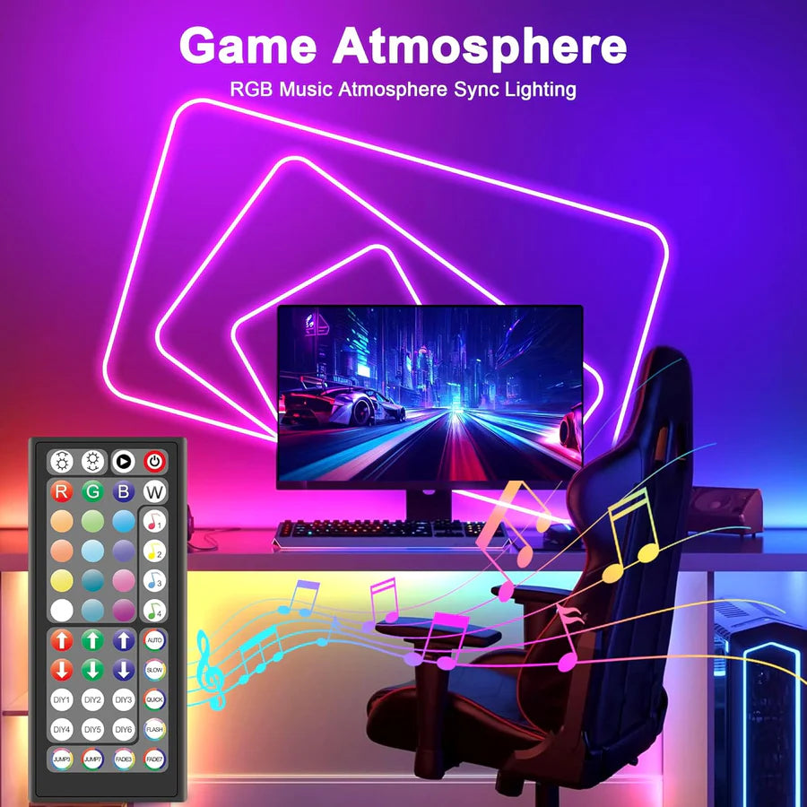 RGB Neon Rope Lights IP67 Waterproof, Bluetooth APP Control, Flexible Silicone Design gametricks