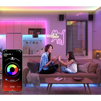 RGB Neon Rope Lights IP67 Waterproof, Bluetooth APP Control, Flexible Silicone Design gametricks