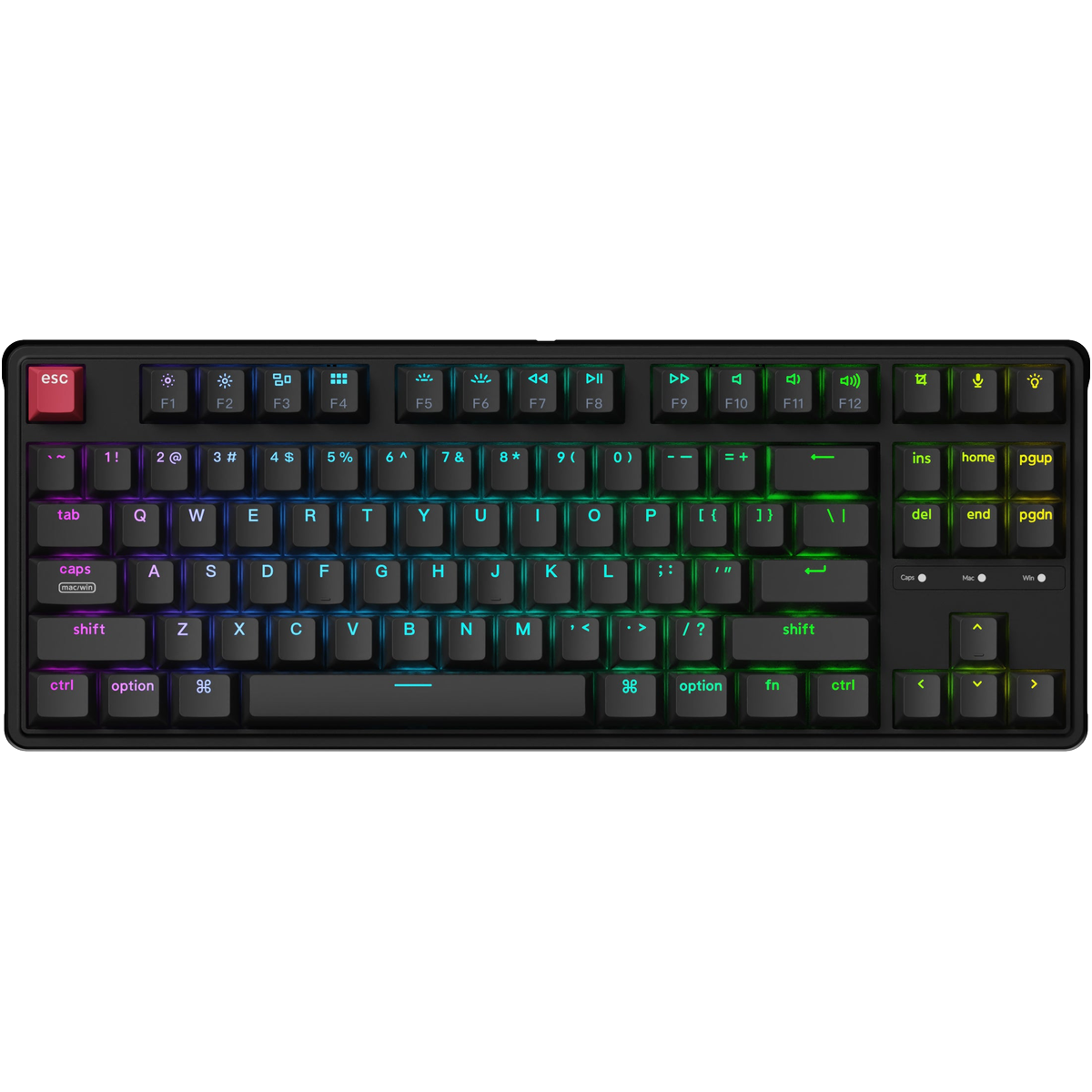 Keychron C3 Pro 8K black wired mechanical keyboard with RGB lighting flat front view