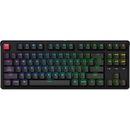 Keychron C3 Pro 8K black wired mechanical keyboard with RGB lighting flat front view