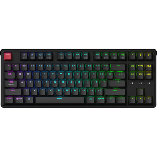 Keychron C3 Pro 8K black wired mechanical keyboard with RGB lighting flat front view