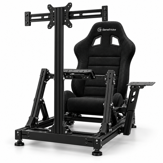 DeadSkull Alcantara Racing Seat Cockpit with TV/Monitor Mount & Shifter Stand DEADSKULL