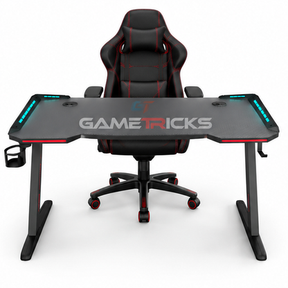 Z8 TITAN ELITE Gaming Station Bundle – RGB Gaming Desk + Premium Black & Red Racing Chair GAMETRICKS