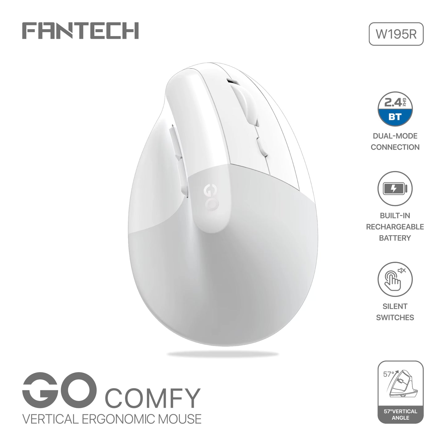 FANTECH W195R GO COMFY Vertical Mouse white