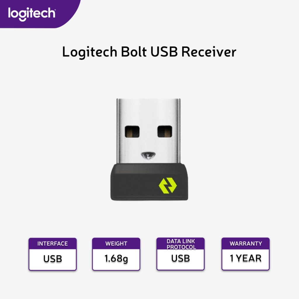 LOGITECH Bolt USB Receiver , High Performance Wireless Connection For Wireless Mouse, Keyboard or Combo, Connects up to 6 Devices , Supports Windows, macOS, Linux, Chrome OS