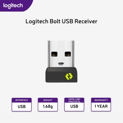 LOGITECH Bolt USB Receiver , High Performance Wireless Connection For Wireless Mouse, Keyboard or Combo, Connects up to 6 Devices , Supports Windows, macOS, Linux, Chrome OS