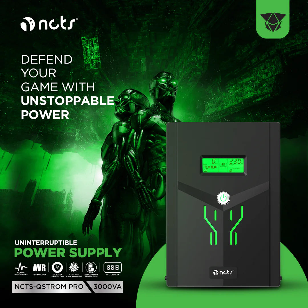 NCTS QSTROM PRO 3000VA/1800W Line Interactive UPS with AVR