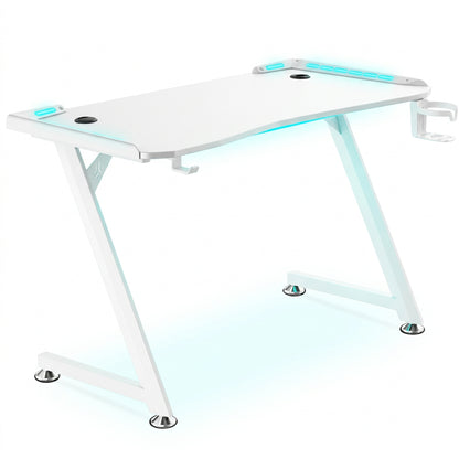 Gaming Computer Desk 120 cm – RGB, Z-Shaped Legs, Headset & Cup Holders gametricks