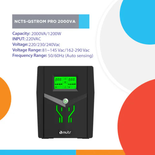 NCTS QSTROM PRO 2000VA/1200W Line Interactive UPS with AVR NCTS